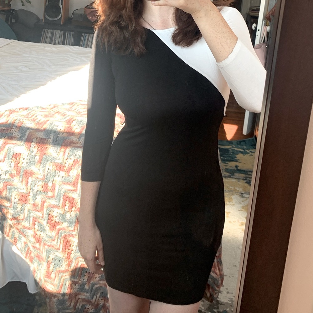 Calvin Klein Black & White Fitted Dress